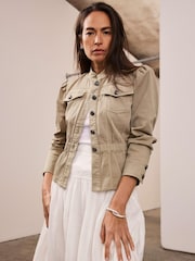 Mint Velvet Green Puff Sleeve Peplum Jacket - Image 2 of 8