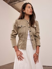 Mint Velvet Green Puff Sleeve Peplum Jacket - Image 4 of 8
