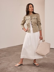 Mint Velvet Green Puff Sleeve Peplum Jacket - Image 6 of 8