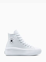 Converse Blue Chuck Taylor Teen Leather Fleece Lining Move High Trainers - Image 1 of 8