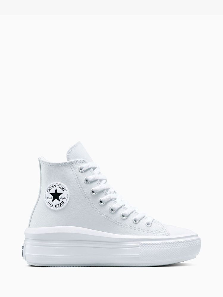 Converse Blue Chuck Taylor Teen Leather Fleece Lining Move High Trainers - Image 1 of 8