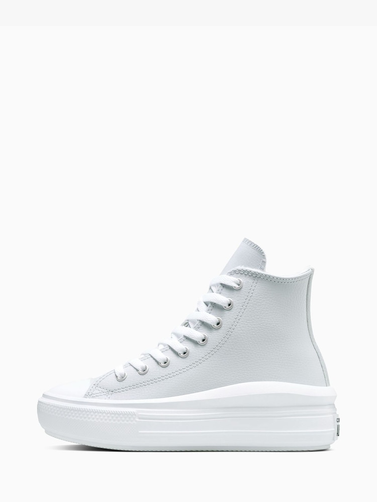 Converse Blue Chuck Taylor Teen Leather Fleece Lining Move High Trainers - Image 2 of 8
