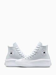 Converse Blue Chuck Taylor Teen Leather Fleece Lining Move High Trainers - Image 4 of 8