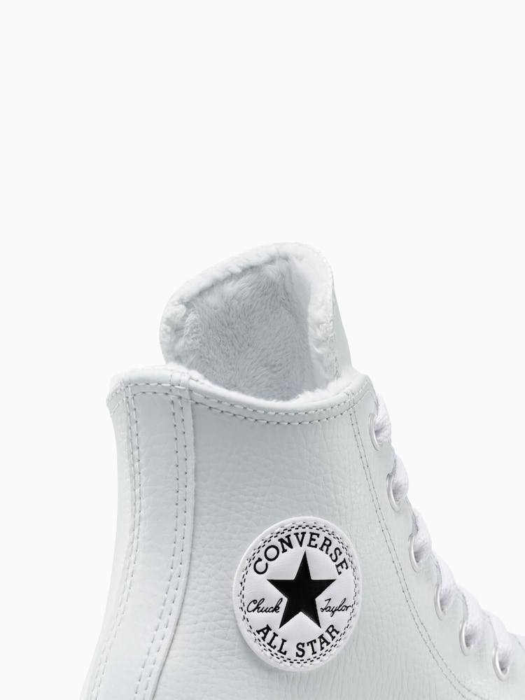 Converse Blue Chuck Taylor Teen Leather Fleece Lining Move High Trainers - Image 8 of 8