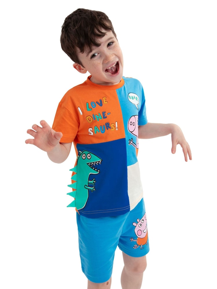 Character Blue Peppa Pig George Pig And Dinosaur T-Shirt And Shorts Outfit Set - Image 12 of 12