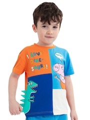 Character Blue Peppa Pig George Pig And Dinosaur T-Shirt And Shorts Outfit Set - Image 8 of 12