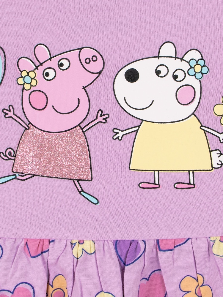 Character Girls Peppa Pig Short Sleeve 100% Cotton Dress - Image 3 of 11