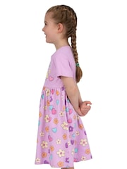 Character Purple Girls Peppa Pig Short Sleeve 100% Cotton Dress - Image 9 of 11