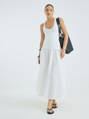 River Island Cream Scoop Poplin Mix Dress - Image 1 of 4