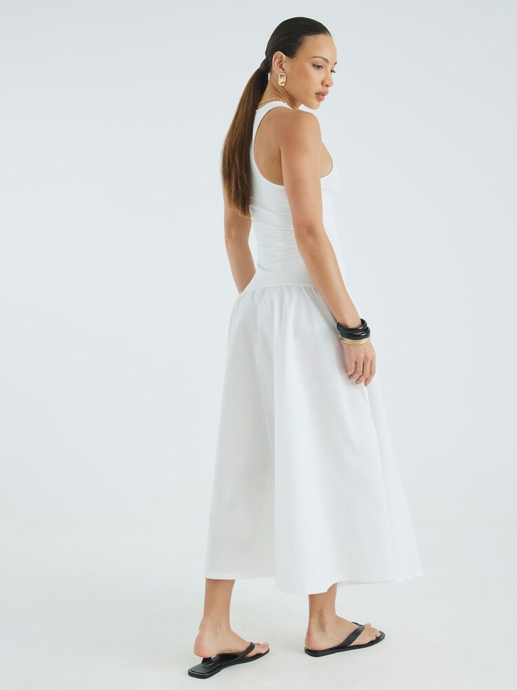 River Island Cream Scoop Poplin Mix Dress - Image 2 of 4