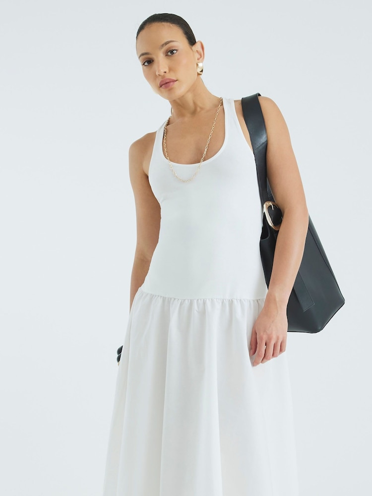 River Island Cream Scoop Poplin Mix Dress - Image 4 of 4