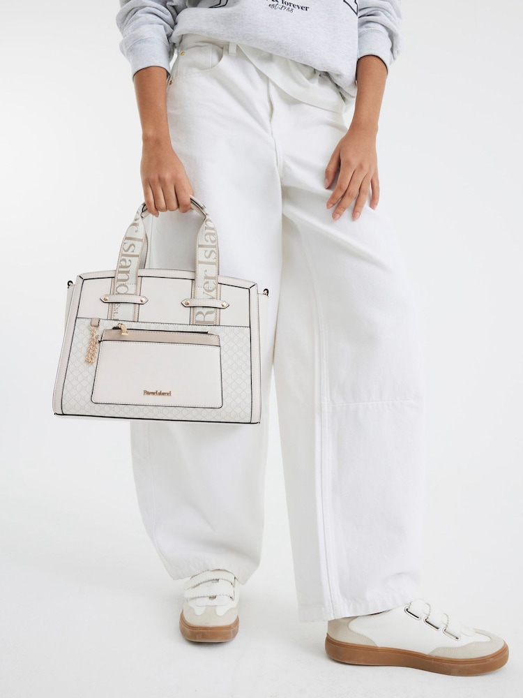 River Island Cream Webbing Handle Tote Bag - Image 6 of 6