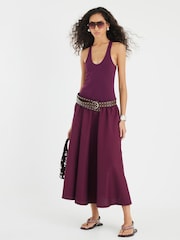 River Island Red Scoop Poplin Mix Dress - Image 1 of 4