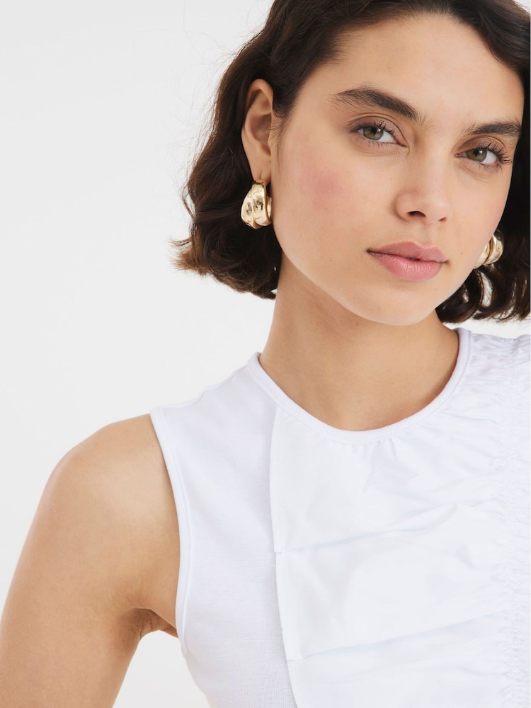 River Island White Poplin Mix Frill Top - Image 2 of 4