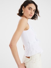 River Island White Poplin Mix Frill Top - Image 3 of 4