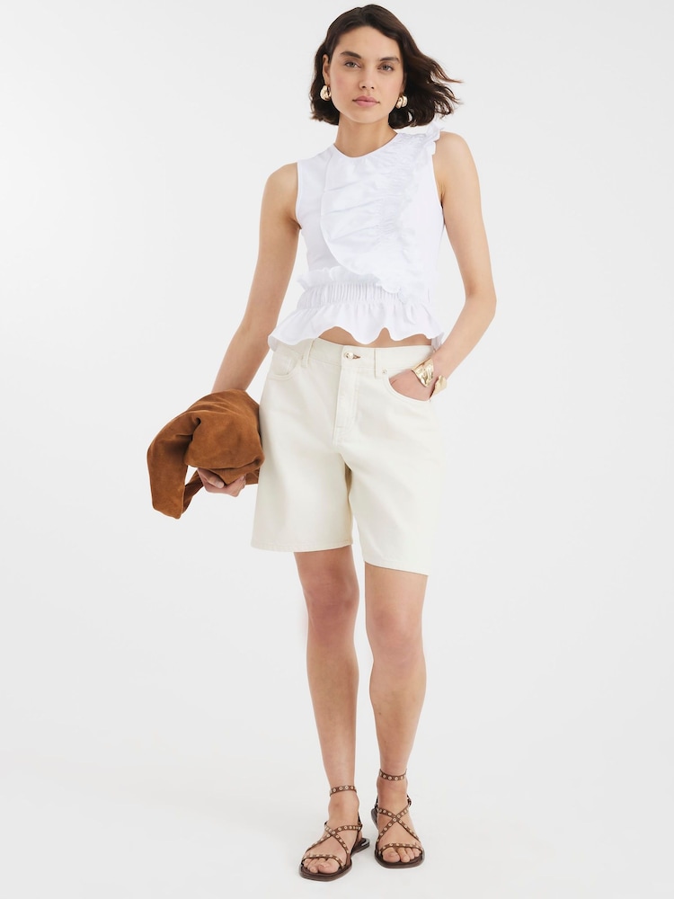 River Island White Poplin Mix Frill Top - Image 4 of 4