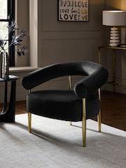 Soft Velvet Black Aire Metal Accent Chair - Image 1 of 9