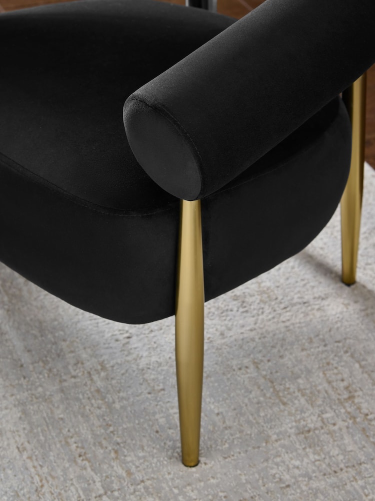 Soft Velvet Black Aire Metal Accent Chair - Image 2 of 9