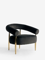 Soft Velvet Black Aire Metal Accent Chair - Image 5 of 9