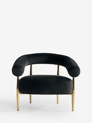 Soft Velvet Black Aire Metal Accent Chair - Image 6 of 9