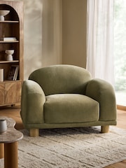 Relaxed Chenille Olive Green Avery Accent Chair - Image 1 of 10