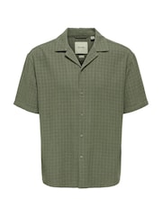 Only & Sons Brown Linen Resort Shirt - Image 1 of 2