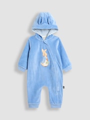 JoJo Maman Bébé Blue Peter Rabbit Velour Hooded All-In-One - Image 1 of 4