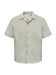 Only & Sons White Short Sleeve Patterned Resort 100% Cotton Shirt - Image 1 of 2