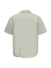 Only & Sons White Short Sleeve Patterned Resort 100% Cotton Shirt - Image 2 of 2