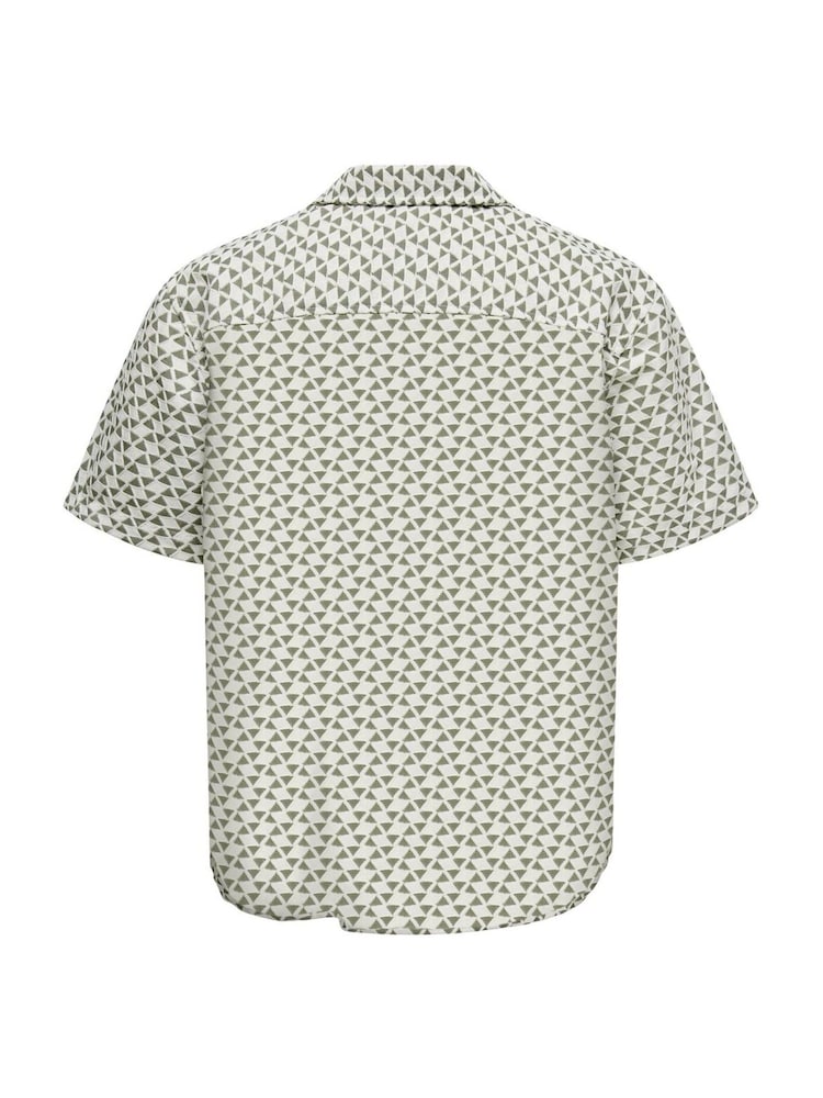 Only & Sons White Short Sleeve Patterned Resort 100% Cotton Shirt - Image 2 of 2