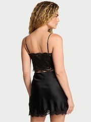 Victoria's Secret Black Satin Lace Cami and Mini Skirt Set - Image 2 of 4
