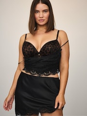 Victoria's Secret Black Satin Lace Cami and Mini Skirt Set - Image 3 of 4