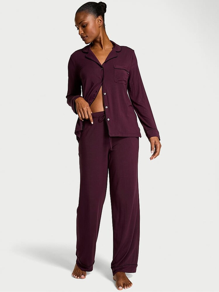 Victoria's Secret Winter Wine Purple Modal Long Pyjamas Set - Image 1 of 3
