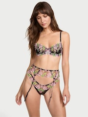 Victoria's Secret Black Wisteria Embroidery Garter Belt - Image 1 of 3