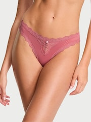 Victoria's Secret Seductive Rose Pink Lace Trim Thong Knickers - Image 1 of 3