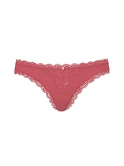 Victoria's Secret Seductive Rose Pink Lace Trim Thong Knickers - Image 3 of 3