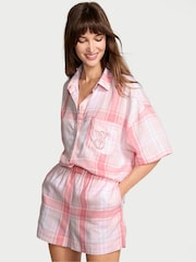 Victoria's Secret Heather Pink Petal/Rally Bold Plaid Cotton Modal Short Pyjamas Set - Image 1 of 2