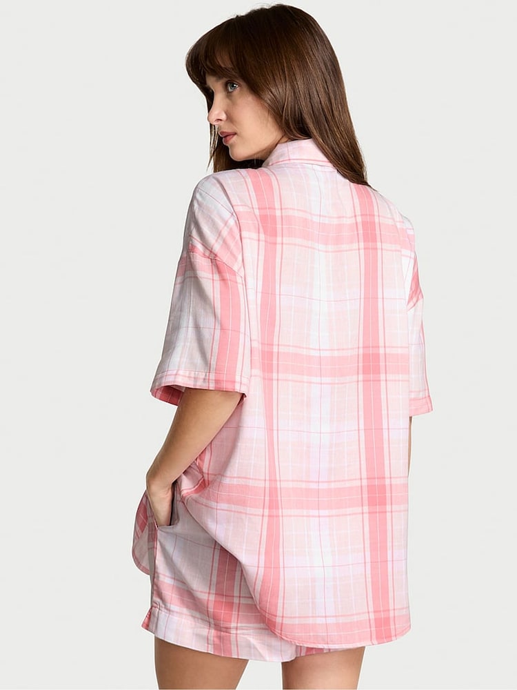 Victoria's Secret Heather Pink Petal/Rally Bold Plaid Cotton Modal Short Pyjamas Set - Image 2 of 2 Victoria's Secret Heather Pink Petal/Rally Bold Plaid Cotton Modal Short Pyjamas Set - Image 2 of 2