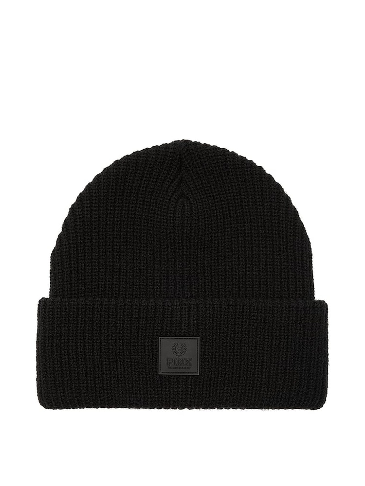 Victoria's Secret PINK Black Rib Knit Beanie - Image 1 of 1