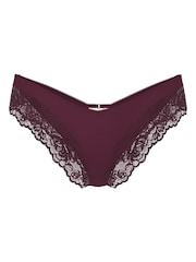 Victoria's Secret Winter Wine Red Cheeky Rose Lace Trim Knickers - Image 4 of 4