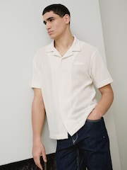 River Island Cream Crochet Luminis Embroidery Polo Shirt - Image 1 of 6