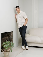 River Island Cream Crochet Luminis Embroidery Polo Shirt - Image 2 of 6