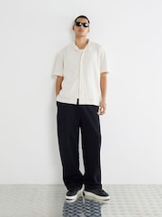 River Island Cream Crochet Luminis Embroidery Polo Shirt - Image 3 of 6