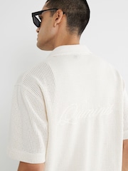 River Island Cream Crochet Luminis Embroidery Polo Shirt - Image 5 of 6