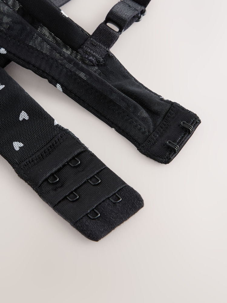 Schwarzer Herz-Print - A-E Netz & Spitzen-BH - Bild 7 von 7