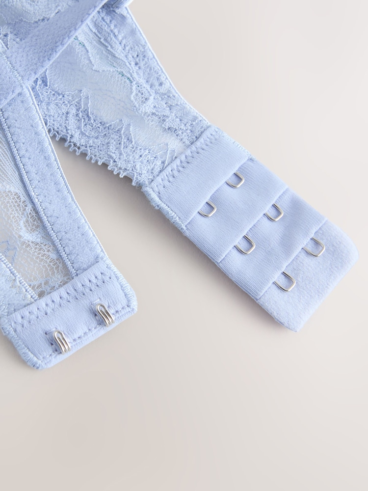 Blue Non Pad Plunge Lace Bra - Image 7 of 7