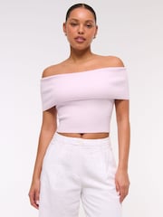 Abercrombie & Fitch Pink Off The Shoulder Fold Over Top - Imagem 1 de 6