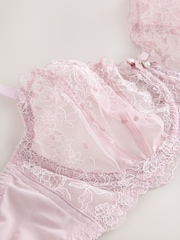 Pink Premium Swiss Designed Non Pad Balcony Embroidery Bra - Image 6 of 7