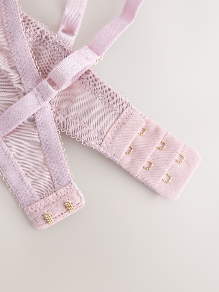 Pink Premium Swiss Designed Non Pad Balcony Embroidery Bra - Image 7 of 7