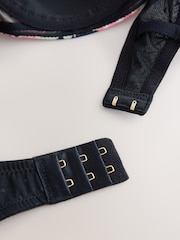 Svart - Blomstertrykk og blonde demi-pad balcony-BH - Bilde 8 av 8